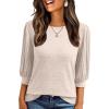 imageAUTOMET 34 Length Sleeve Womens Tops Puff Sleeve Lightweight Fall Sweaters Business Dressy Casual Work Blouses Cute T ShirtsBeige