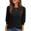 imageAUTOMET 34 Length Sleeve Womens Tops Puff Sleeve Lightweight Fall Sweaters Business Dressy Casual Work Blouses Cute T ShirtsBlack