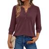 imageAUTOMET Womens Blouses Henley V Neck Shirts 34 Length Sleeve Summer TopsWinered