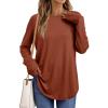 imageAUTOMET Womens Long Sleeve Shirts Crew Neck Casual Tshirts Fall Fashion Tops Loose Fit Lightweight Y2k Outfits ClothesRust