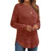 imageAUTOMET Womens Long Sleeve Shirts Fall Tops Tunic Fashion Outfits 2025 Dressy Casual Loose Fit Sweater Clothes Curved HemCaramel