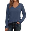 imageAUTOMET Womens Long Sleeve Shirts V Neck Casual Tops Loose Dressy Basic Fall Fashion Trendy Outfits Winter ClothesNavy