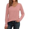 imageAUTOMET Womens Long Sleeve Shirts V Neck Casual Tops Loose Dressy Basic Fall Fashion Trendy Outfits Winter ClothesPink