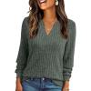 imageAUTOMET Womens V Neck Long Sleeve Shirts Casual Lightweight Tunic Sweaters Fall Fashion Tops Trendy Dressy Clothes 2025Green