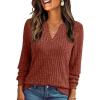imageAUTOMET Womens V Neck Long Sleeve Shirts Casual Lightweight Tunic Sweaters Fall Fashion Tops Trendy Dressy Clothes 2025Maple