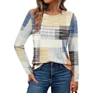 imageAUTOMET Long Sleeve Shirts for Women Pleated Dressy Casual Business Blouses Trendy Fashion Tunic Basic TopsPlaid Multi