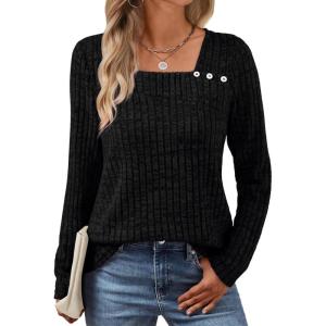 imageAUTOMET Womens Long Sleeve Shirts Fall Tops Fashion Outfits 2025 Asymmetric Square Neck Sweaters Dressy Casual Tunic ClothesBlack