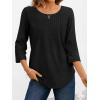 imageAUTOMET 34 Length Sleeve Womens Tops Casual Top Pleated Tunic Loose Fit Shirts Women Blouses Fall Outfits 2025Black