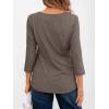 imageAUTOMET 34 Length Sleeve Womens Tops Casual Top Pleated Tunic Loose Fit Shirts Women Blouses Fall Outfits 2025Coffeegrey