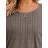 imageAUTOMET 34 Length Sleeve Womens Tops Casual Top Pleated Tunic Loose Fit Shirts Women Blouses Fall Outfits 2025Coffeegrey