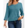 imageAUTOMET 34 Length Sleeve Womens Tops Casual Top Pleated Tunic Loose Fit Shirts Women Blouses Fall Outfits 2025Turquoise