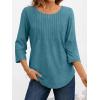 imageAUTOMET 34 Length Sleeve Womens Tops Casual Top Pleated Tunic Loose Fit Shirts Women Blouses Fall Outfits 2025Turquoise