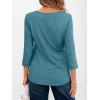 imageAUTOMET 34 Length Sleeve Womens Tops Casual Top Pleated Tunic Loose Fit Shirts Women Blouses Fall Outfits 2025Turquoise