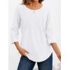 imageAUTOMET 34 Length Sleeve Womens Tops Casual Top Pleated Tunic Loose Fit Shirts Women Blouses Fall Outfits 2025White