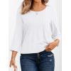 imageAUTOMET 34 Length Sleeve Womens Tops Casual Top Pleated Tunic Loose Fit Shirts Women Blouses Fall Outfits 2025White