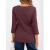 imageAUTOMET 34 Length Sleeve Womens Tops Casual Top Pleated Tunic Loose Fit Shirts Women Blouses Fall Outfits 2025Winered