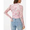 imageAUTOMET Lace Long Sleeve Floral Mesh Mockneck Going Out Tops for Women Fall Fashion Outfits 2025Floralcream