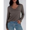 imageAUTOMET Long Sleeve Shirts for Women 2025 Fall Fashion Lace V Neck Loose Fit Casual Tops Trendy T Shirts Outfits ClothesCoffee Grey