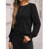 imageAUTOMET Long Sleeve Shirts for Women Business Casual Tops Dressy Blouses with Smocked CuffsBlack
