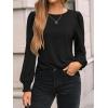 imageAUTOMET Long Sleeve Shirts for Women Business Casual Tops Dressy Blouses with Smocked CuffsBlack