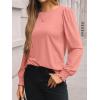 imageAUTOMET Long Sleeve Shirts for Women Business Casual Tops Dressy Blouses with Smocked CuffsCoral