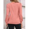 imageAUTOMET Long Sleeve Shirts for Women Business Casual Tops Dressy Blouses with Smocked CuffsCoral