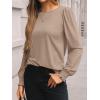 imageAUTOMET Long Sleeve Shirts for Women Business Casual Tops Dressy Blouses with Smocked CuffsKhaki