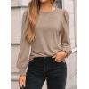 imageAUTOMET Long Sleeve Shirts for Women Business Casual Tops Dressy Blouses with Smocked CuffsKhaki