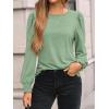 imageAUTOMET Long Sleeve Shirts for Women Business Casual Tops Dressy Blouses with Smocked CuffsLight Green