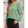 imageAUTOMET Long Sleeve Shirts for Women Business Casual Tops Dressy Blouses with Smocked CuffsLight Green