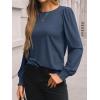 imageAUTOMET Long Sleeve Shirts for Women Business Casual Tops Dressy Blouses with Smocked CuffsNavy Blue
