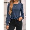 imageAUTOMET Long Sleeve Shirts for Women Business Casual Tops Dressy Blouses with Smocked CuffsNavy Blue