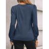imageAUTOMET Long Sleeve Shirts for Women Business Casual Tops Dressy Blouses with Smocked CuffsNavy Blue