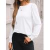 imageAUTOMET Long Sleeve Shirts for Women Business Casual Tops Dressy Blouses with Smocked CuffsWhite