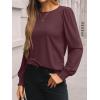 imageAUTOMET Long Sleeve Shirts for Women Business Casual Tops Dressy Blouses with Smocked CuffsWine Red