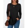 imageAUTOMET Long Sleeve Shirts for Women Casual Tops Loose Tunic Fashion 2025 Fall Crewneck Basic TeeBlack
