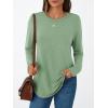 imageAUTOMET Long Sleeve Shirts for Women Casual Tops Loose Tunic Fashion 2025 Fall Crewneck Basic TeeGreen