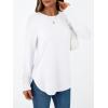 imageAUTOMET Long Sleeve Shirts for Women Casual Tops Loose Tunic Fashion 2025 Fall Crewneck Basic TeeWhite