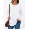 imageAUTOMET Long Sleeve Shirts for Women Casual Tops Loose Tunic Fashion 2025 Fall Crewneck Basic TeeWhite