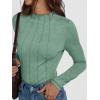 imageAUTOMET Pleated Long Sleeve Shirts Womens Lettuce Trim Mock Neck Blouses Casual Slim Fit TopsGreen