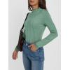 imageAUTOMET Pleated Long Sleeve Shirts Womens Lettuce Trim Mock Neck Blouses Casual Slim Fit TopsGreen