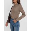 imageAUTOMET Pleated Long Sleeve Shirts Womens Lettuce Trim Mock Neck Blouses Casual Slim Fit TopsKhaki