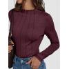 imageAUTOMET Pleated Long Sleeve Shirts Womens Lettuce Trim Mock Neck Blouses Casual Slim Fit TopsWine Red