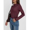 imageAUTOMET Pleated Long Sleeve Shirts Womens Lettuce Trim Mock Neck Blouses Casual Slim Fit TopsWine Red