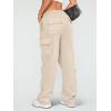 imageAUTOMET Womens Cargo Sweatpants Wide Leg Fleece Lined Y2k Pants Fall Winter Baggy Joggers with PocketsApricot