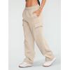 imageAUTOMET Womens Cargo Sweatpants Wide Leg Fleece Lined Y2k Pants Fall Winter Baggy Joggers with PocketsApricot