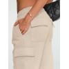 imageAUTOMET Womens Cargo Sweatpants Wide Leg Fleece Lined Y2k Pants Fall Winter Baggy Joggers with PocketsApricot
