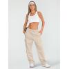 imageAUTOMET Womens Cargo Sweatpants Wide Leg Fleece Lined Y2k Pants Fall Winter Baggy Joggers with PocketsApricot