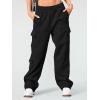 imageAUTOMET Womens Cargo Sweatpants Wide Leg Fleece Lined Y2k Pants Fall Winter Baggy Joggers with PocketsBlack