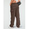 imageAUTOMET Womens Cargo Sweatpants Wide Leg Fleece Lined Y2k Pants Fall Winter Baggy Joggers with PocketsCoffee